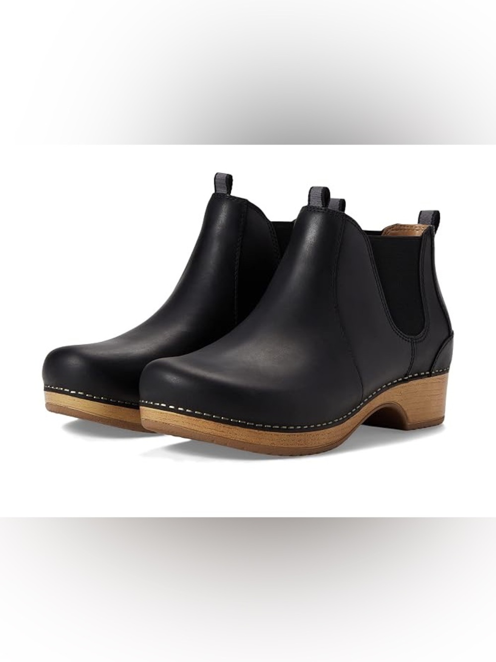 NWOT Dansko Becka Chelsea Clog Boot, Black Oiled Leather, 38